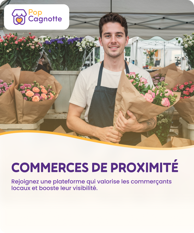 Commerces de proximité partenaires de Pop Cagnotte, soutenus par les habitants grâce à des cagnottes en ligne et des récompenses locales.