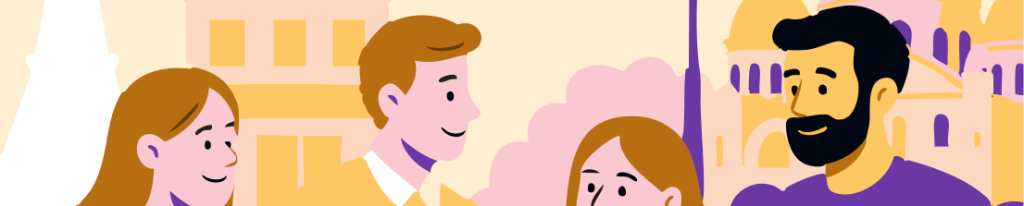 Groupe de personnes souriantes devenant acteurs du succès de Pop Cagnotte en soutenant les commerces locaux et en utilisant l’application.